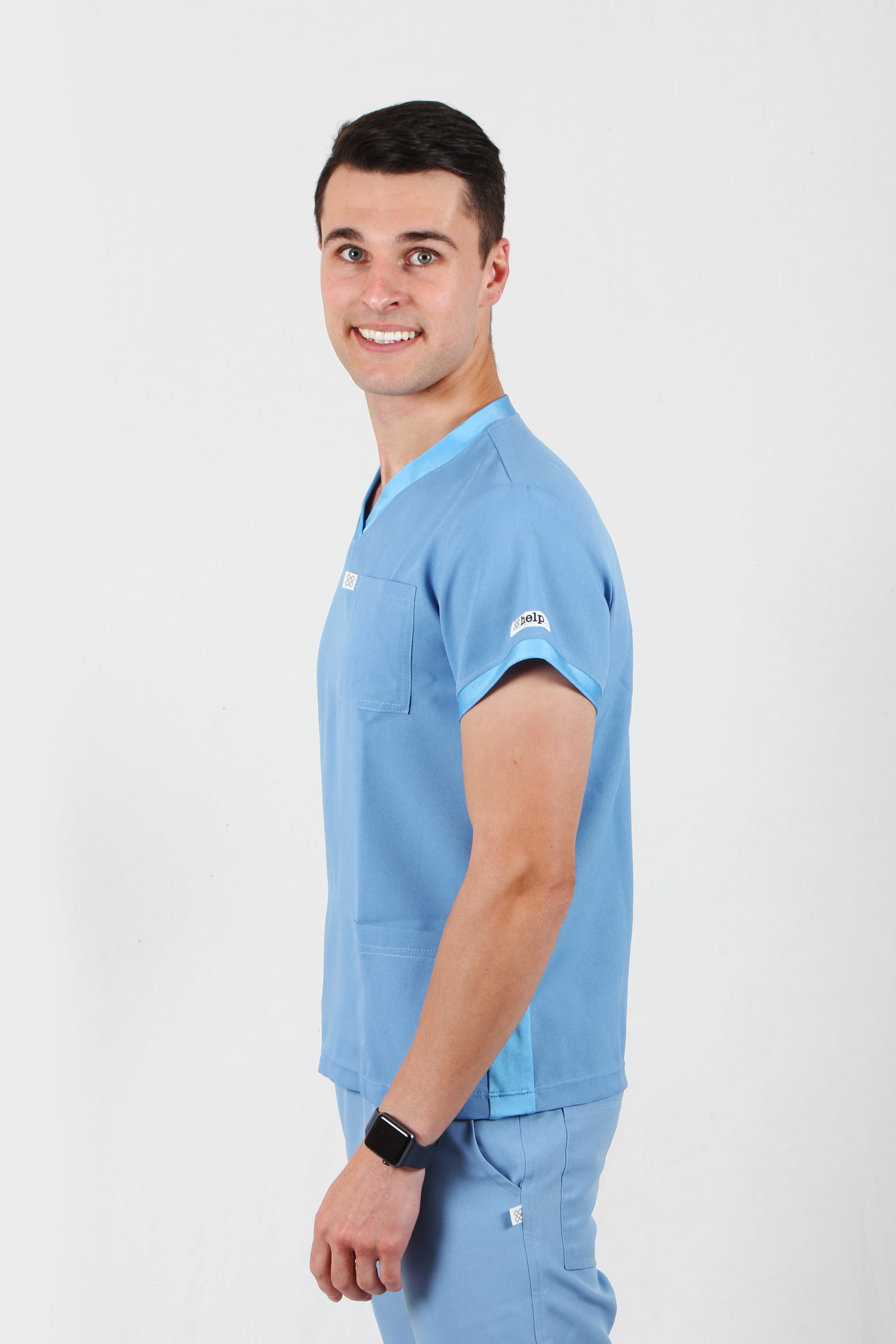 Men's Light Blue Scrub Top