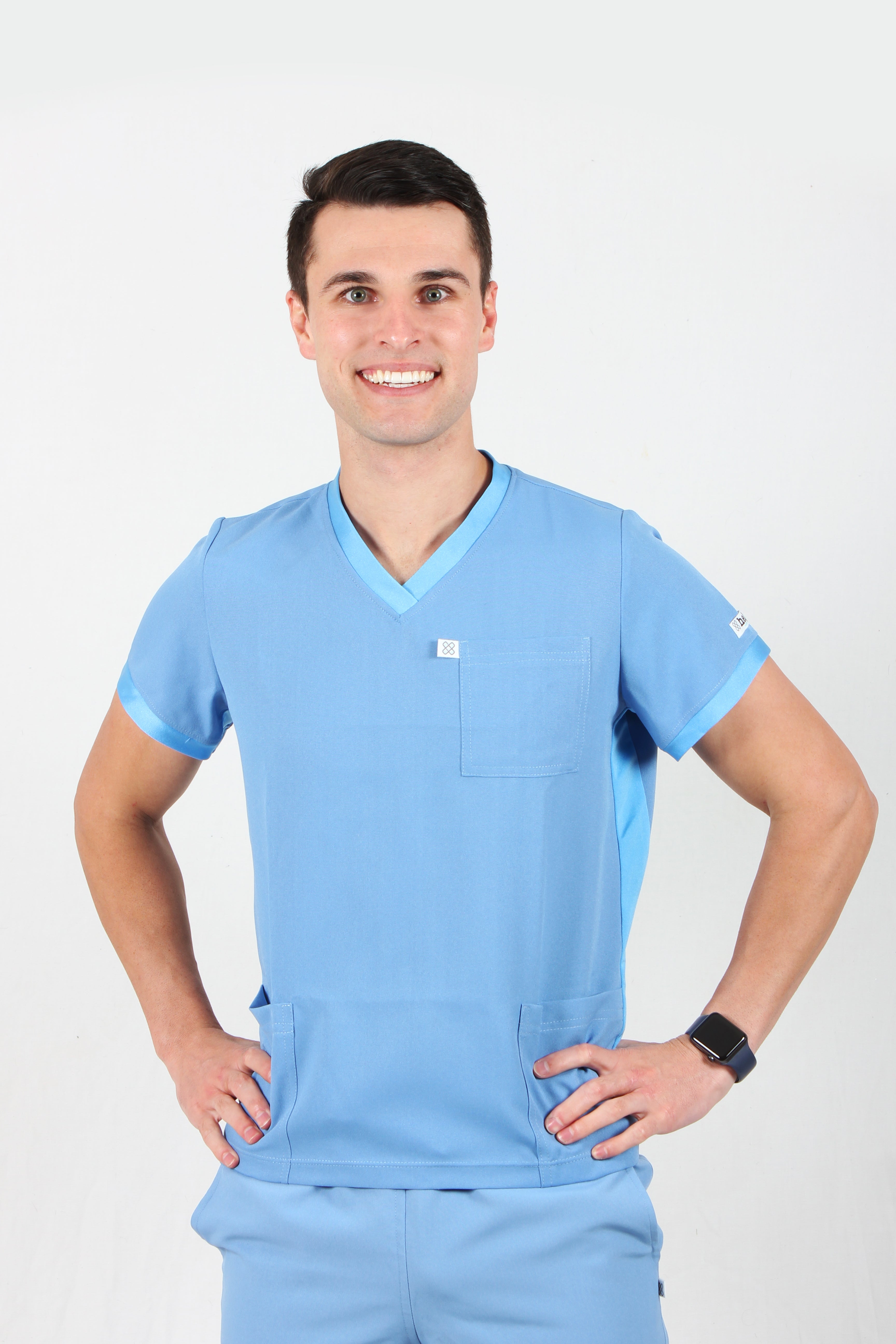 Men's Light Blue Scrub Top